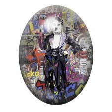 Cabochon en Verre Illustré Charlie Chaplin Street Art 13x18, 18x25 ou 30x40mm  pour la Création de Bijoux Fantaisie - DIY