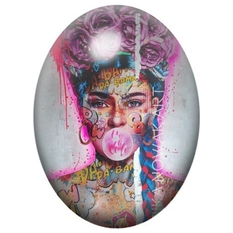 Cabochon en Verre Illustré Bombe de Peinture Pop Art Colorée 13x18, 18x25 ou 30x40mm