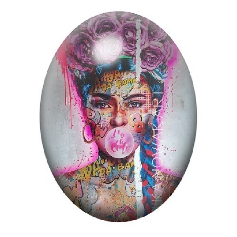 Cabochon en Verre Illustré Street Art 13x18, 18x25 ou 30x40mm