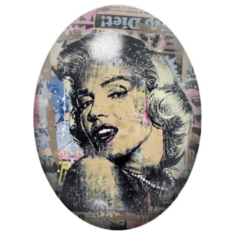 Cabochon en Verre Illustré Marilyn Monroe en Portrait Street Art 13x18, 18x25 ou 30x40mm