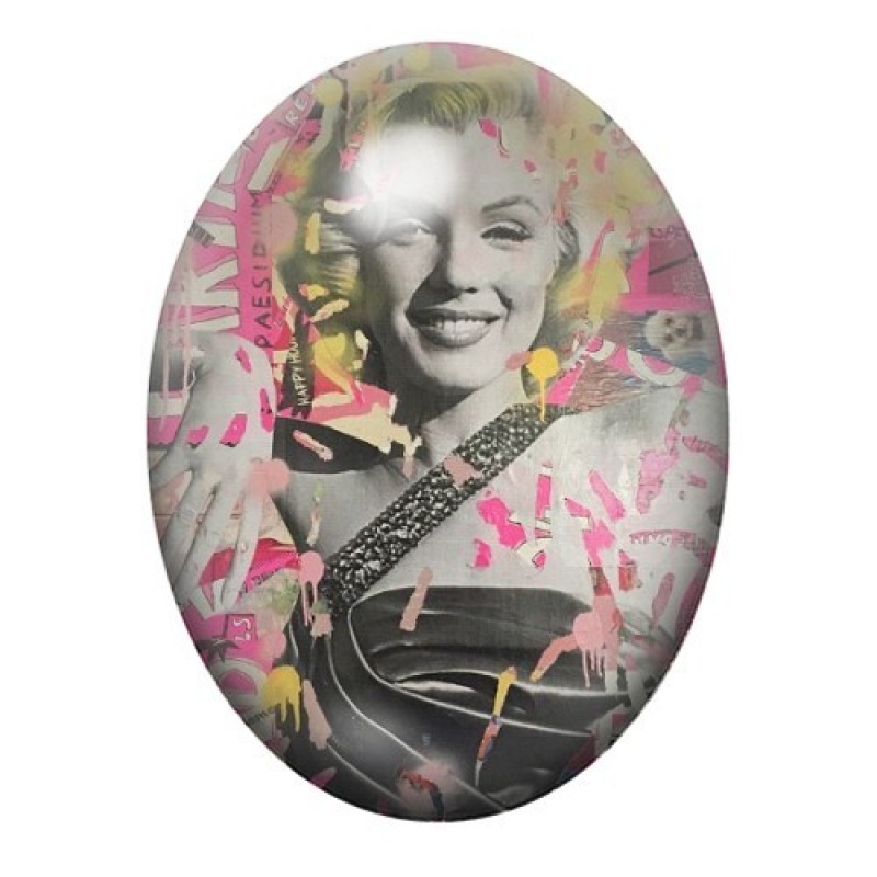 Cabochon en Verre Illustré Marilyn Monroe Street Art 13x18, 18x25 ou 30x40mm