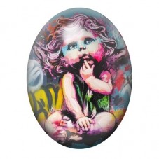 Cabochon en Verre Illustré Ange Street Art 13x18, 18x25 ou 30x40mm  pour la Création de Bijoux Fantaisie - DIY