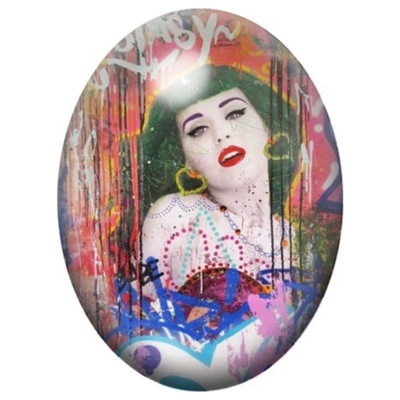 Cabochon en Verre Illustré Madonna en Portrait Pop Art 13x18, 18x25 ou 30x40mm