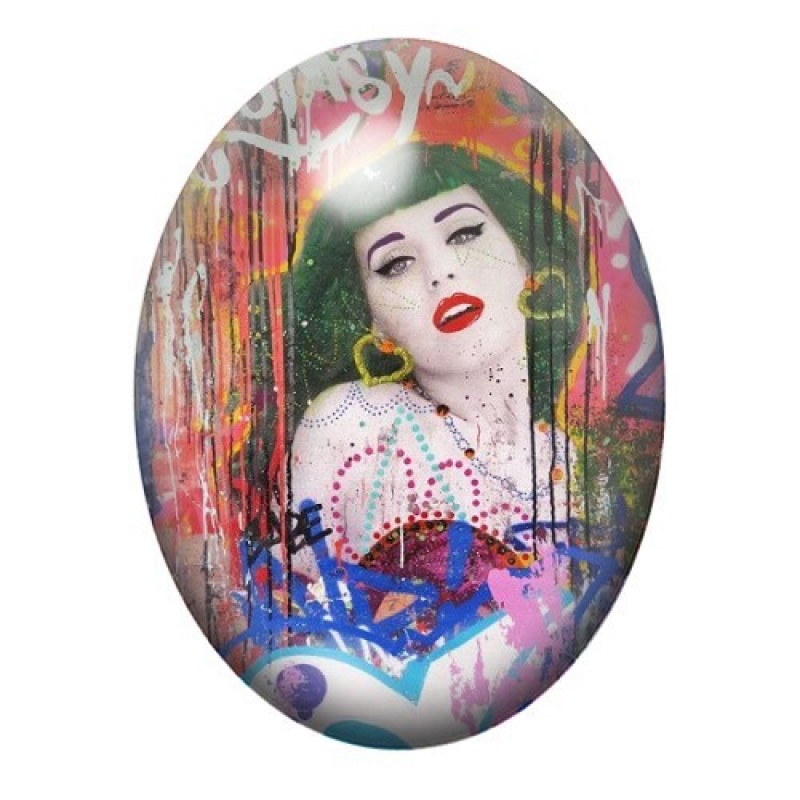 Cabochon en Verre Illustré Street Art 13x18, 18x25 ou 30x40mm