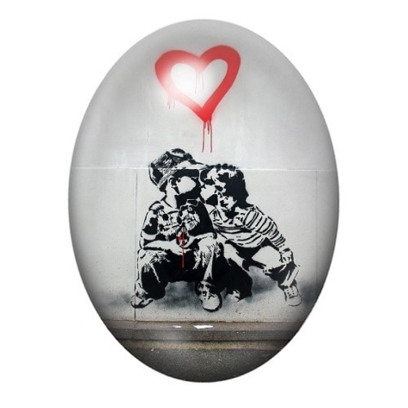 Cabochon en Verre Illustré Amour Street Art 13x18, 18x25 ou 30x40mm