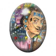 Cabochon en Verre Illustré Homme Couronné Pop Art 13x18, 18x25 ou 30x40mm pour la création de bijoux fantaisie - DIY