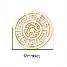20 Breloques Pendentif Doré Estampe Filigrane Ajouré 13mm