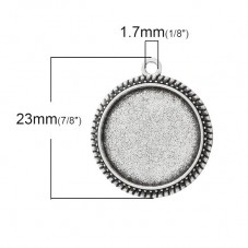Support Pendentif Argenté pour Cabochon 16mm