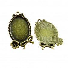 Support Pendentif Bronze Fleur Noeud pour Cabochon 18x25mm pour la Création de Bijoux Fantaisie - DIY