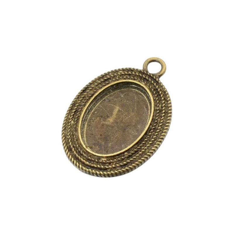 Support Pendentif Bronze pour Cabochon 13x18mm