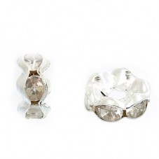 100 Perles Intercalaires en Métal Argenté avec Strass 6mm