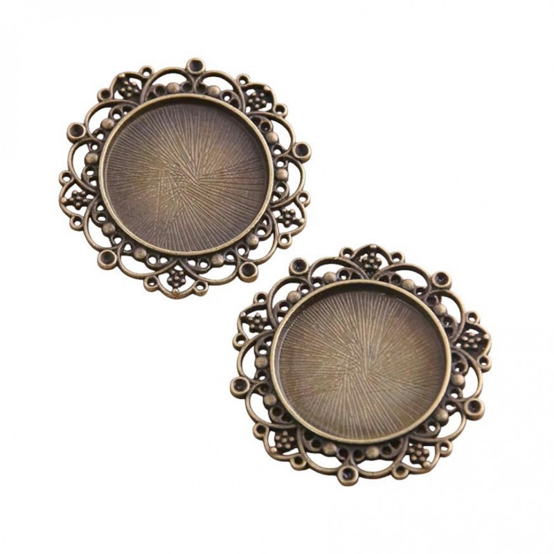 Support Pendentif  Bronze pour Cabochon 25mm