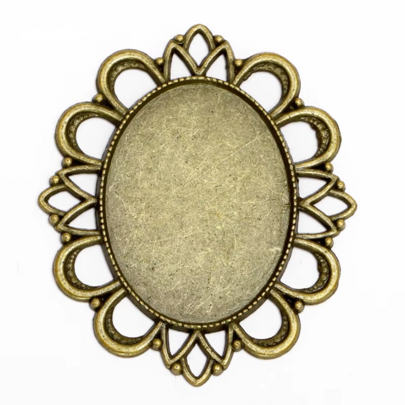 Support Connecteur Pendentif Bronze pour Cabochon 30x40mm