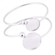 Support Bracelet Argenté en Acier inoxydable pour Cabochon 20 ou 25mm