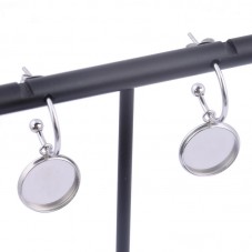 1 Paire de Support Boucle d'Oreille en Acier Inoxydable Argenté pour Cabochon 12mm