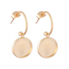 1 Paire de Support Boucle d'Oreille en Acier Inoxydable Doré pour Cabochon 12mm pour la Création de Bijoux Fantaisie - DIY