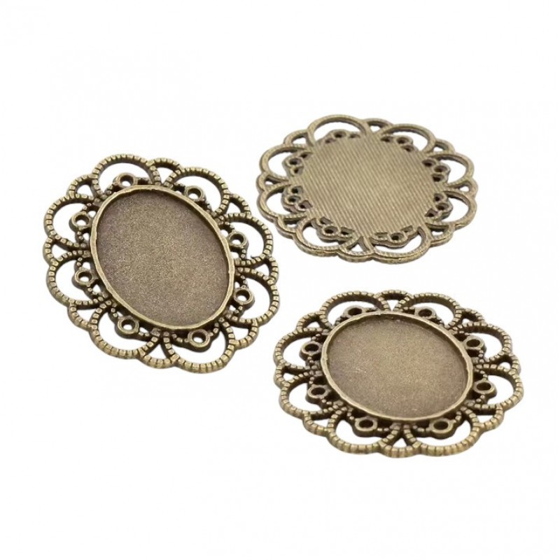 Support Connecteur Bronze pour Cabochon 18x25mm