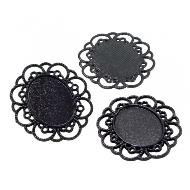 Support Connecteur Noir pour Cabochon 18x25mm