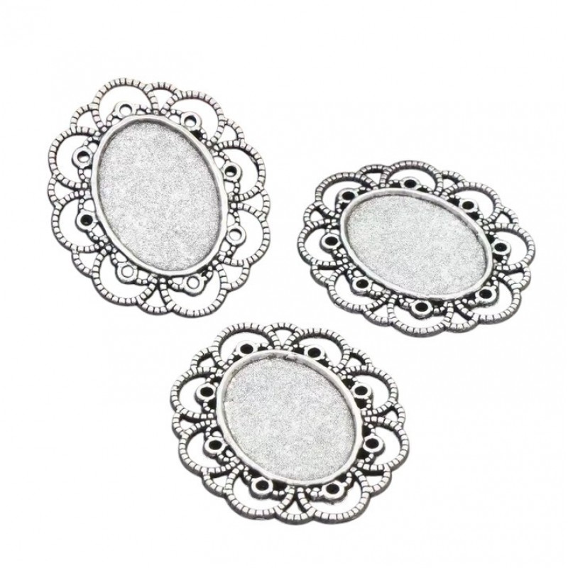 Support Connecteur Argenté pour Cabochon 13x18mm