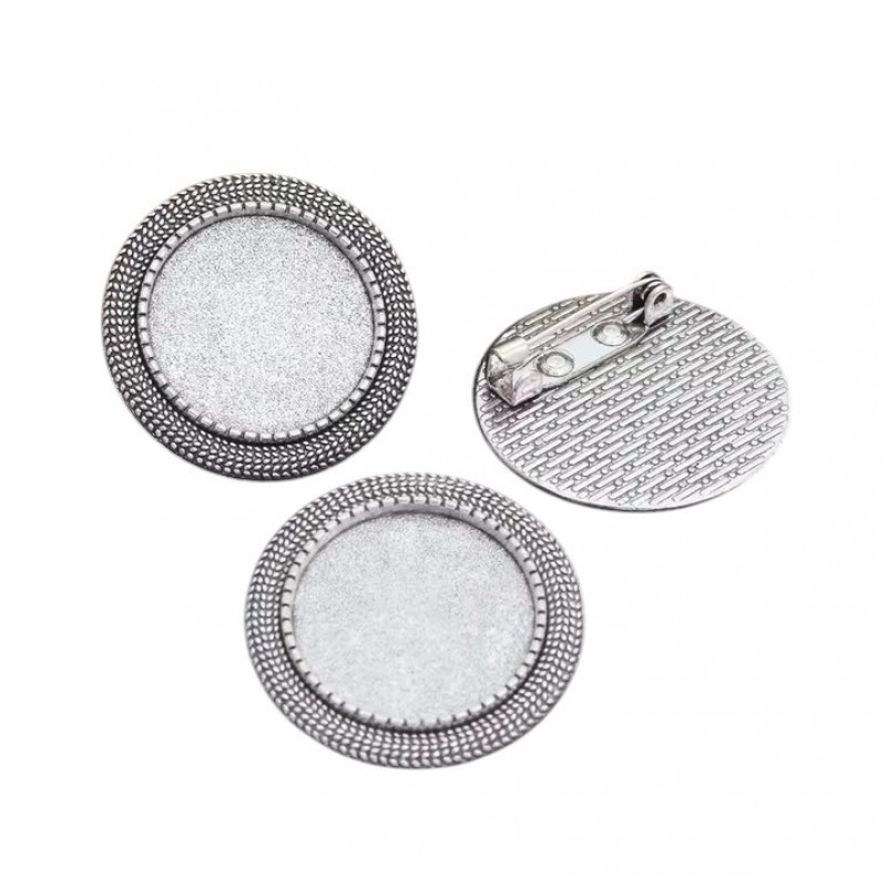 Support Broche Argenté pour Cabochon 20mm