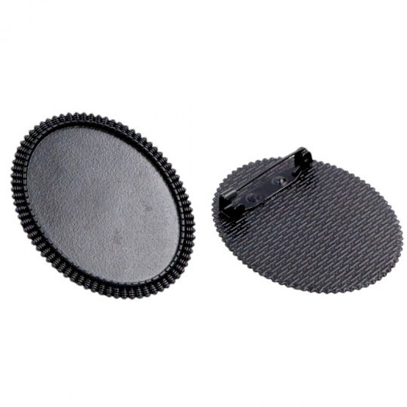 Support Broche Perlée Noire pour Cabochon Ovale 30x40mm