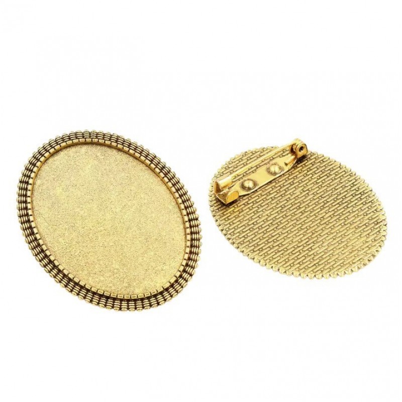 Support Broche Doré pour Cabochon 30x40mm