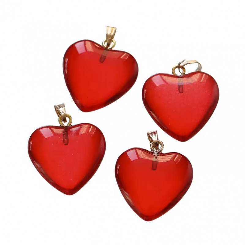 Breloque Coeur Rouge en Verre Métal Doré 19x16mm Saint Valentin