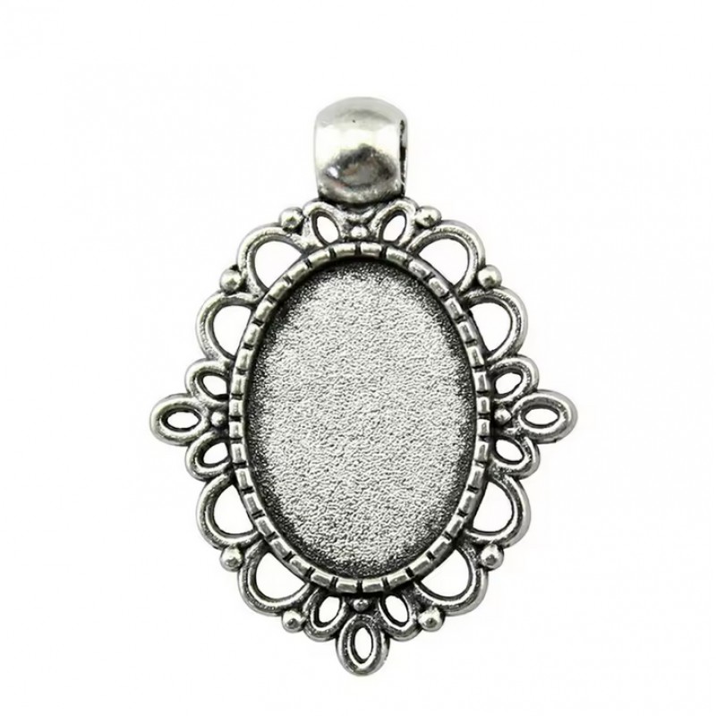 Support Pendentif Argenté pour Cabochon 13x18mm