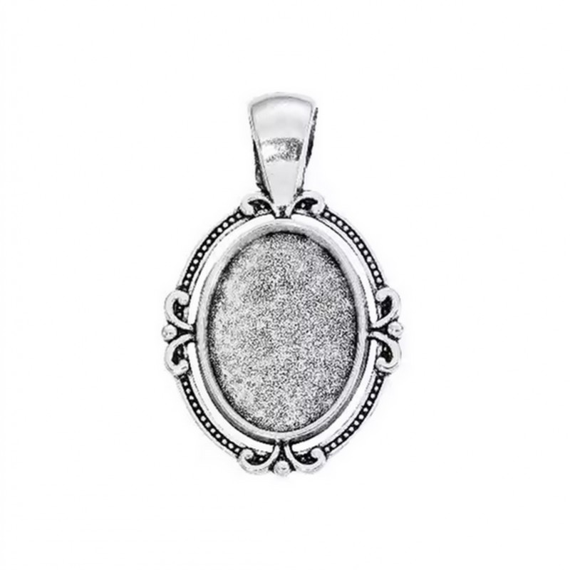 Support Pendentif Argenté pour Cabochon 13x18mm