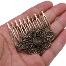 Support Barrette Peigne Bronze pour Cabochon 12mm