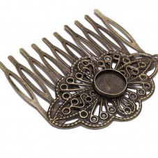 Support Barrette Peigne Bronze pour Cabochon 12mm