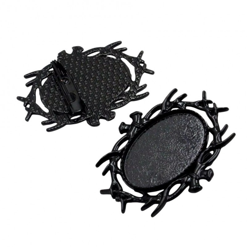 Support Broche Noir pour Cabochon 18x25mm