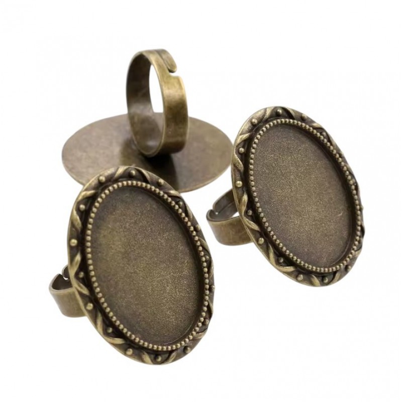 Support Bague Ajustable Bronze pour Cabochon 18x25mm
