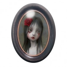 Cabochon en Verre Illustré Petite Fille Gothique 13x18, 18x25 ou 30x40mm  pour la Création de Bijoux Fantaisie - DIY