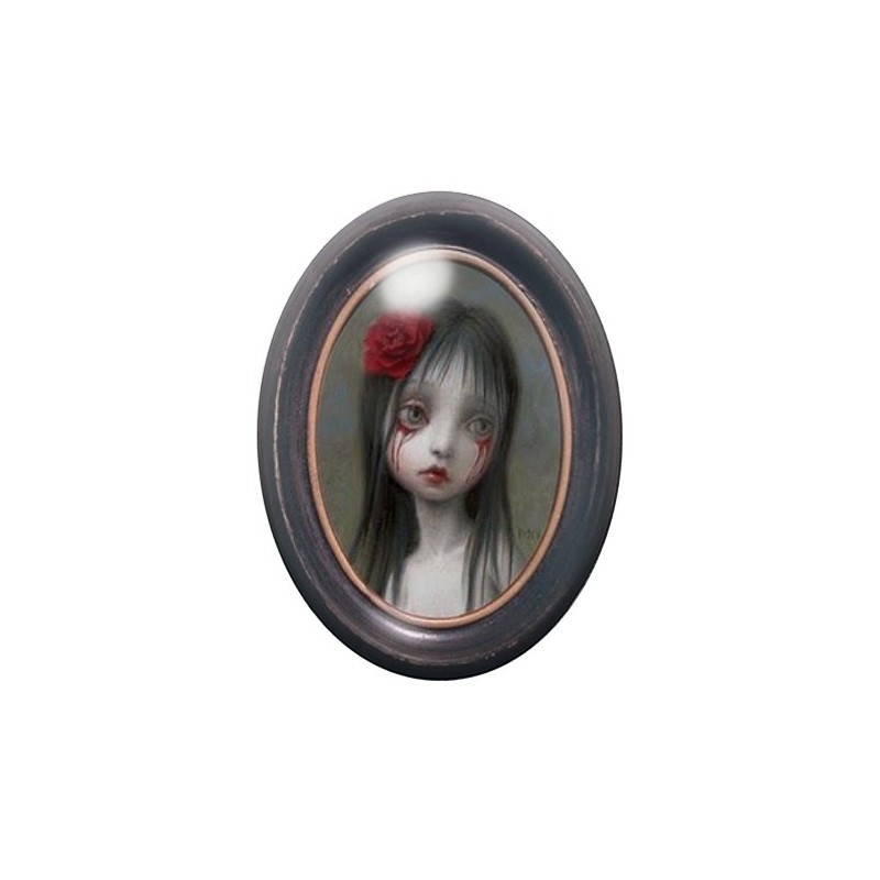 Cabochon en Verre Illustré Petite Fille Gothique 13x18, 18x25 ou 30x40mm