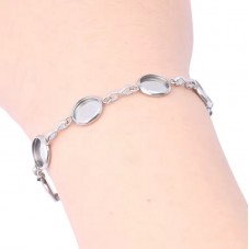 Support Bracelet Argenté en Acier Inoxydable pour Cabochon 10, 12, 14, 16 ou 18mm