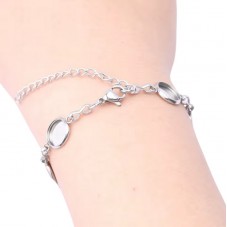 Support Bracelet Argenté en Acier Inoxydable pour Cabochon 10, 12, 14, 16 ou 18mm