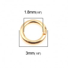 100 Anneaux de Jonction en Acier Inoxydable Doré 3mm