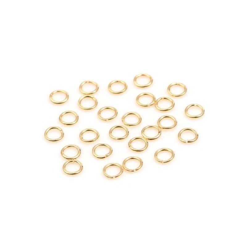 100 Anneaux de Jonction en Acier Inoxydable Doré 3mm