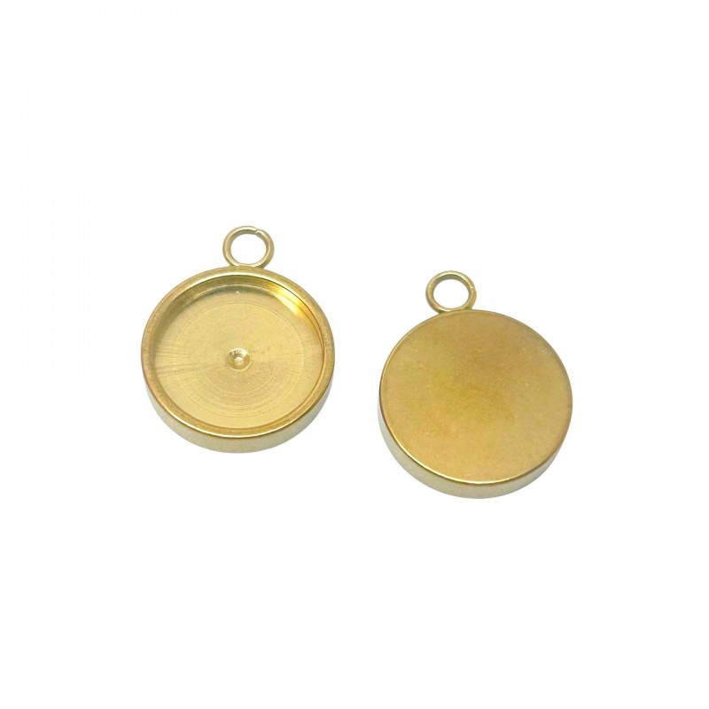 Support Pendentif Doré en Acier Inoxydable pour Cabochon 12mm