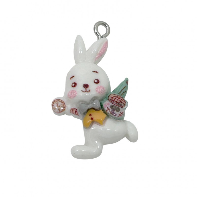 Breloque Lapin Alice au Pays des Merveilles en Résine 28x19mm