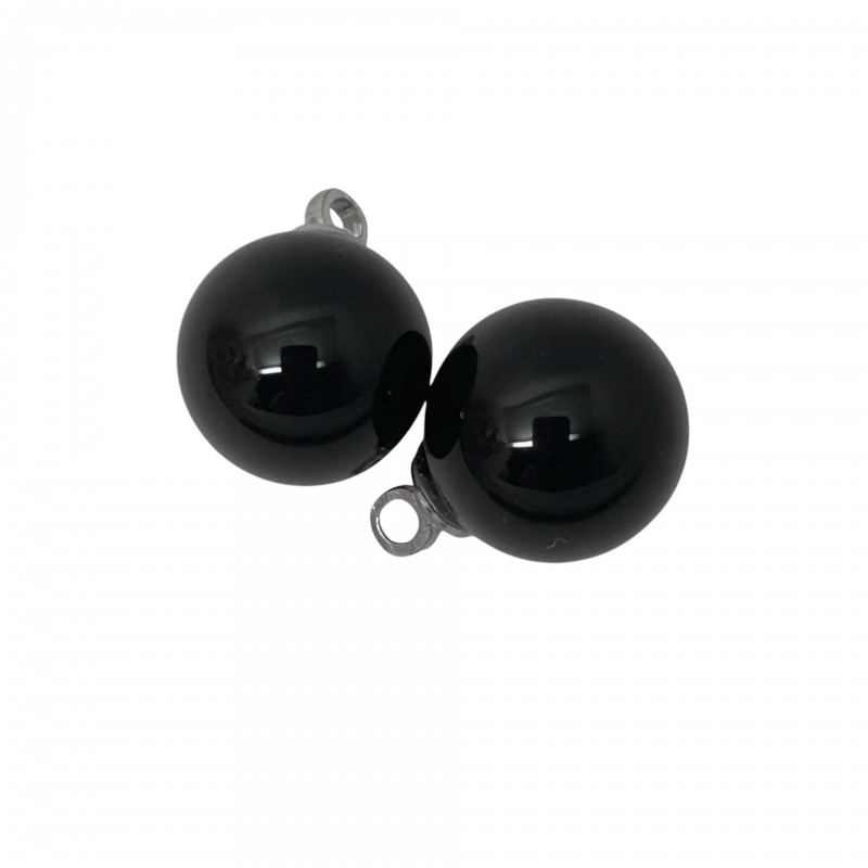 2 Breloques Pendentif en Pierre Naturelle Agate Onyx Noir 10mm
