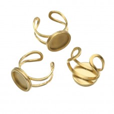 Support Bague Ajustable Doré en Acier Inoxydable pour Cabochon 12mm
