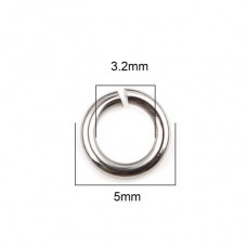 100 Anneaux de Jonction en Acier Inoxydable Argenté 5mm