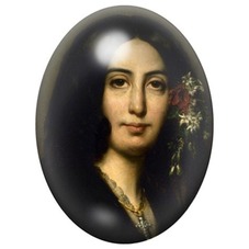Cabochon en Verre Illustré Portrait Renaissance aux Fleurs 13x18, 18x25 ou 30x40mm pour la création de bijoux fantaisie - DIY