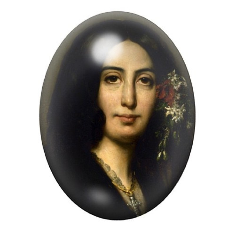 Cabochon en Verre Illustré Georges Sand Écrivain 13x18, 18x25 ou 30x40mm