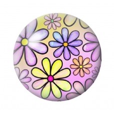 Cabochon en Verre Illustré Fleurs 12 à 25mm pour la création de bijoux fantaisie - DIY