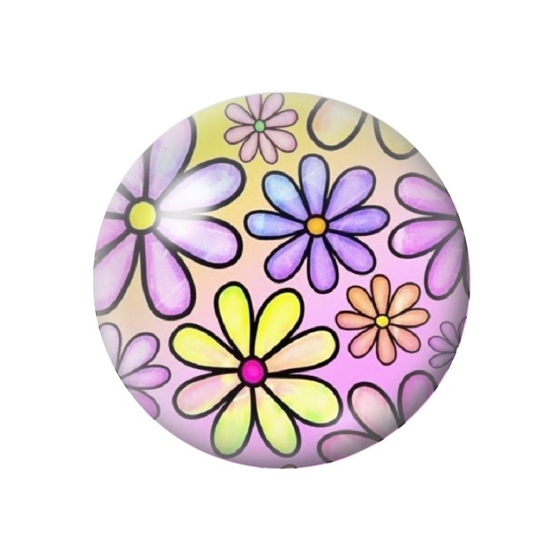 Cabochon en Verre Illustré Fleurs 12 à 25mm