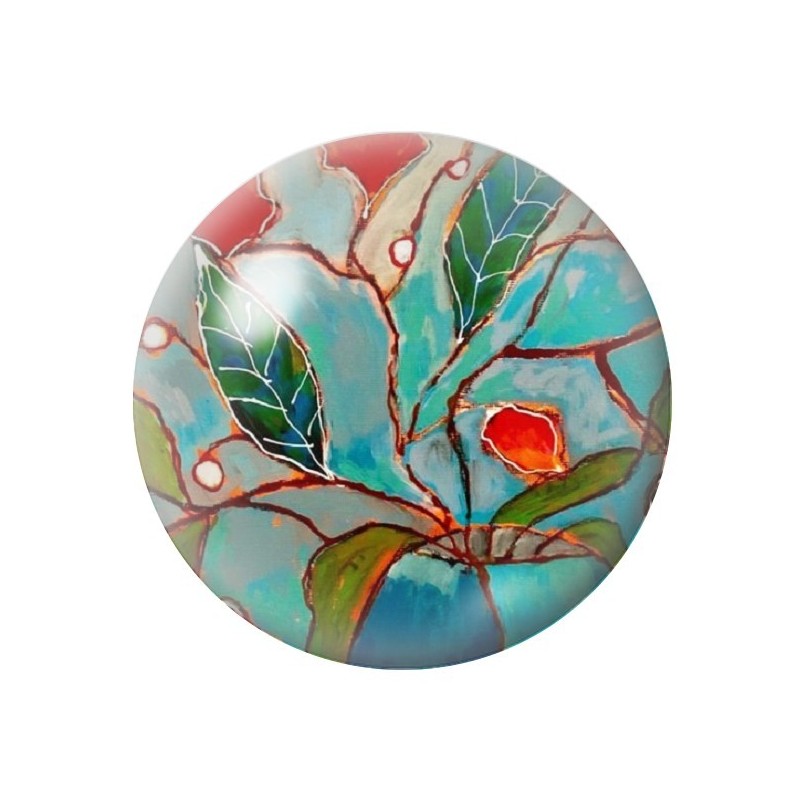 Cabochon en Verre Illustré Fleurs 12 à 25mm