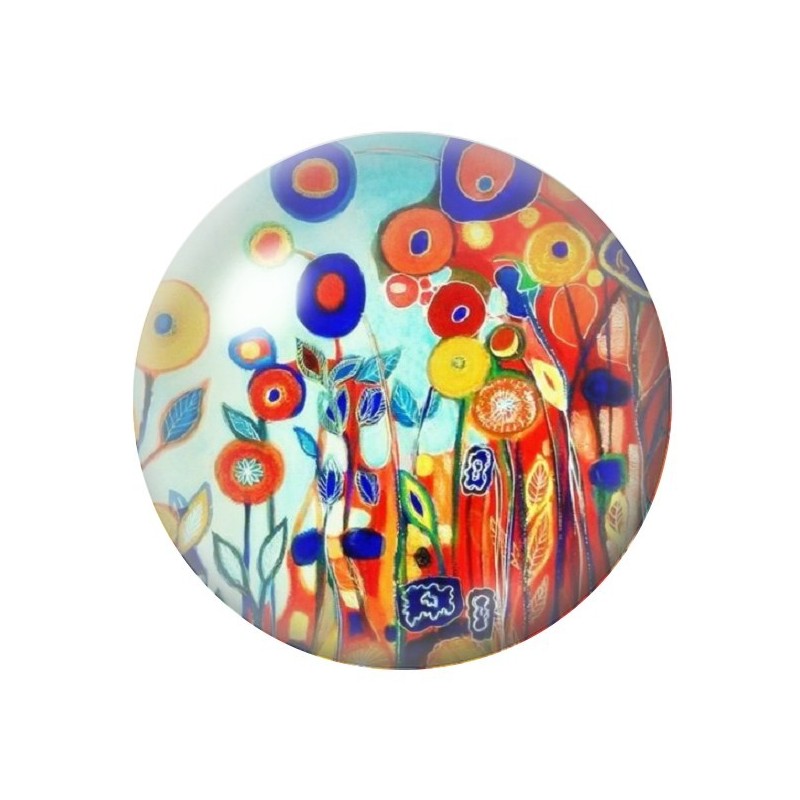 Cabochon en Verre Illustré Fleurs 12 à 25mm